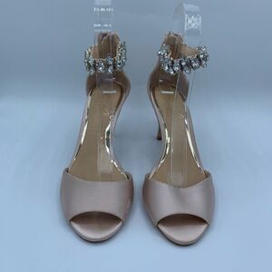 Badgely Mischka Satin Pink Crystal Strap Heels Size 5.5
